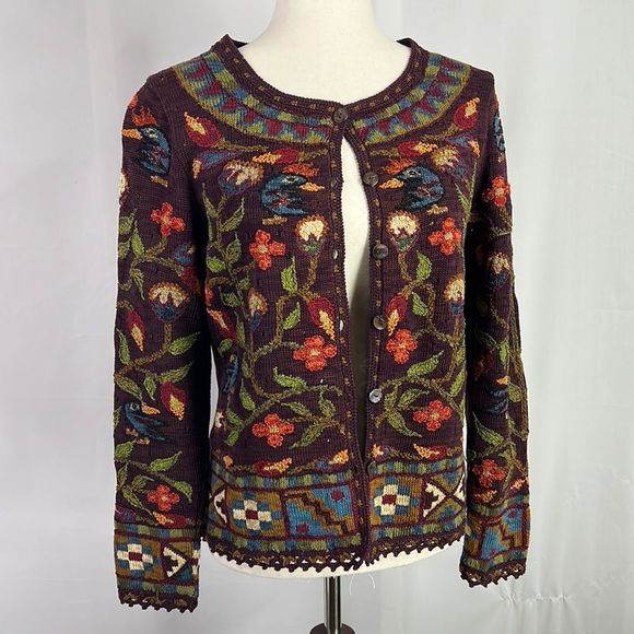 Peruvian Connection Sweaters - Peruvian Connection size small Pima cotton cardigan